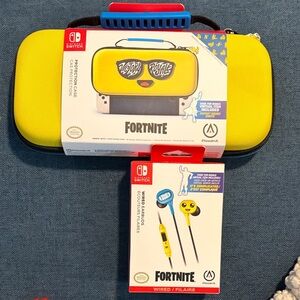 Nintendo Switch Yellow and Black Fortnite Case with Wired Earbuds